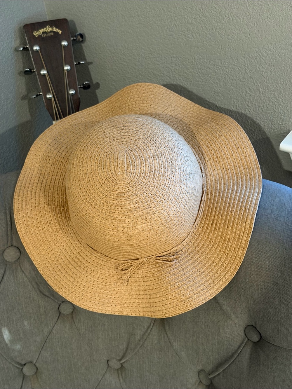 Wide Brim Straw Sun Hat - Natural Tan